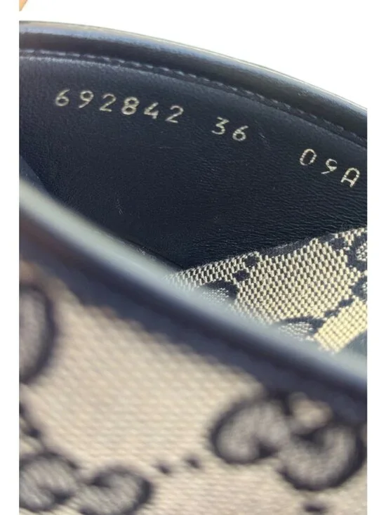 Gucci GG Canvas Platform Sandals Beige/Black Womens Size 36 Made In Italy - Picture 9 of 15